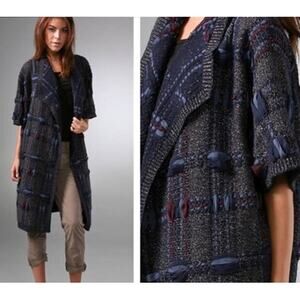 Diane Von Furstenberg Shruti Wool Silk Knit Cardigan Sweater in Indigo, Medium